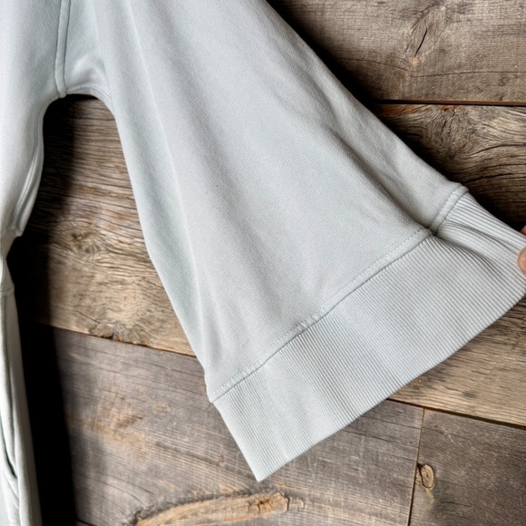 Warm NY Womens Wide Leg Terry Cotton Jumpsuit S/M Light Blue 3/4 Sleeve Lounge
